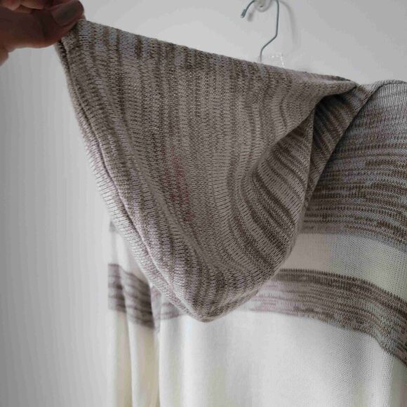 New York & Company Hooded Striped Open Front Cardigan Womens Size Medium - Picture 7 of 8